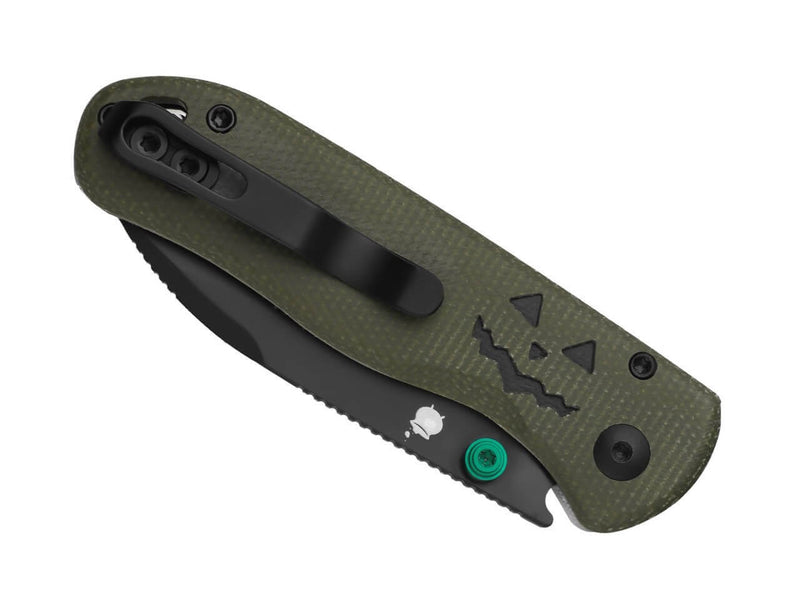 Kizer Drop Bear 2 Nitro-V Acrylic & Green Micarta G10 Halloween