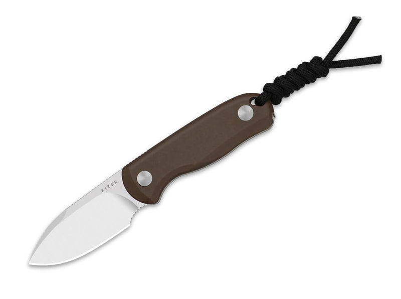 Kizer Drop Bear Fix 14C28N Brown Norplex UltreX Micarta