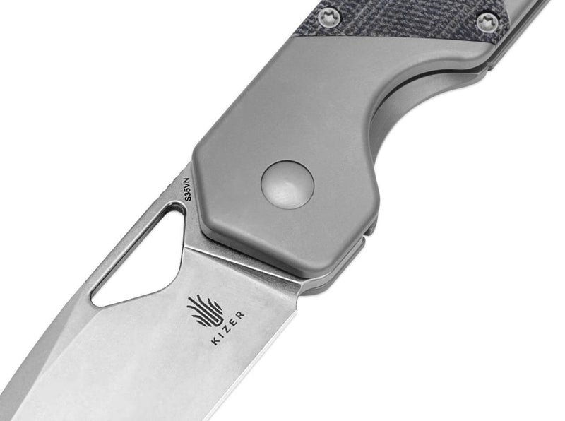 Kizer Militaw Titanium Micarta Grey