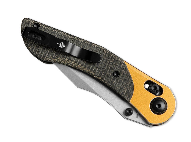 Kizer Mini Mystic Nitro-V Golden Aluminum & Micarta Green