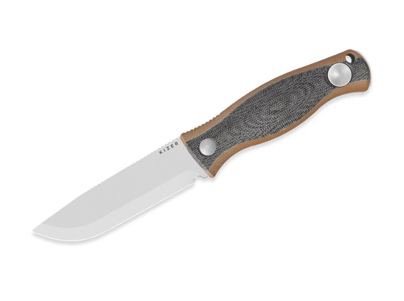 Kizer Polaris AEB-L Black Micarta & Brown G10