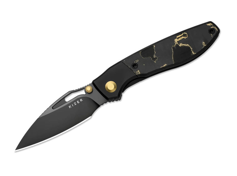 Kizer Shrike S45VN Black Ti CF Camo Gold DLC