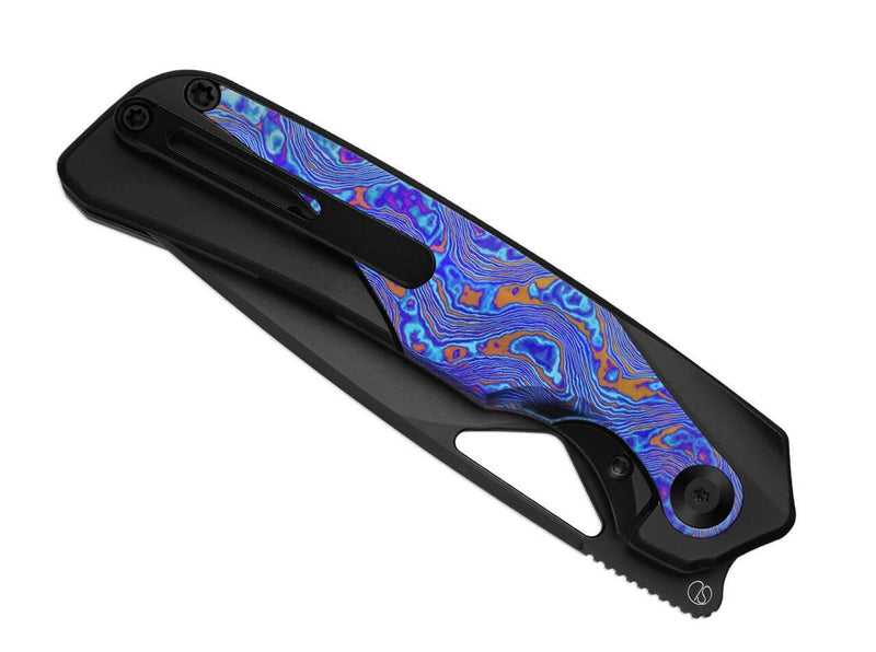 Kizer Topsail S45VN Black Ti Timascus DLC