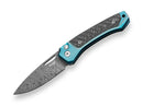 LionSteel TWAIN Damascus Ti Blue CF