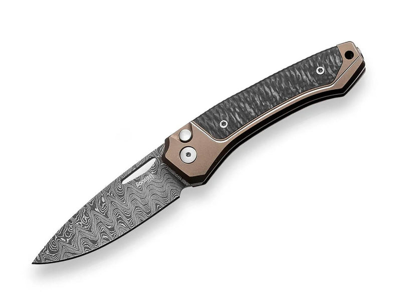 LionSteel TWAIN Damascus Ti Bronze CF