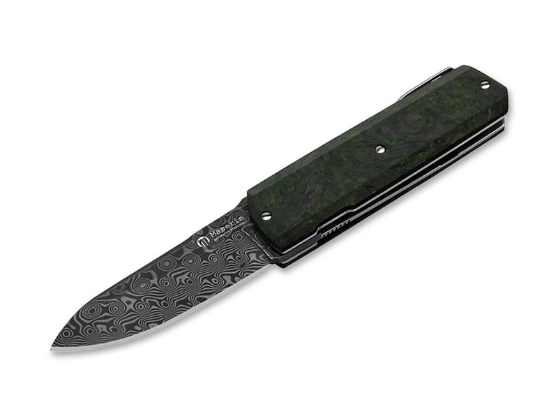Maserin Silver Sport Knife Damascus CF Green
