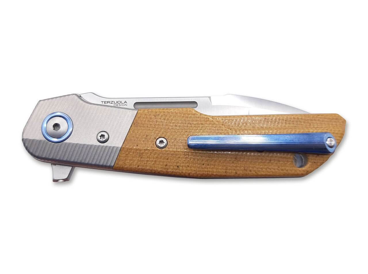 MKM Clap Micarta Brown Titanium Bolster