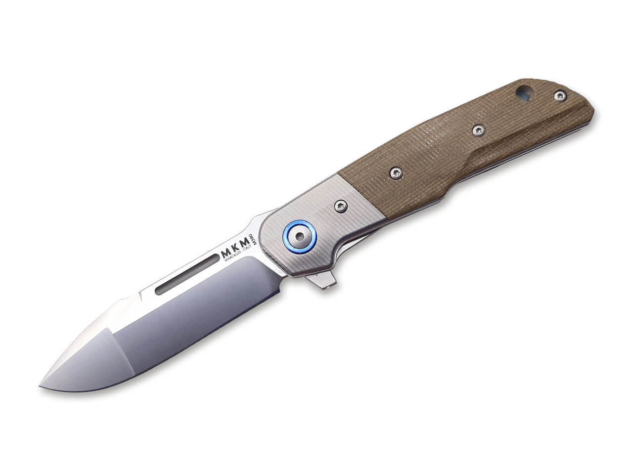 MKM Clap Micarta Green Titanium Bolster