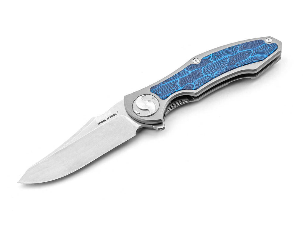 Exorcist S35VN Ti Blue Damascus G10 One Scale