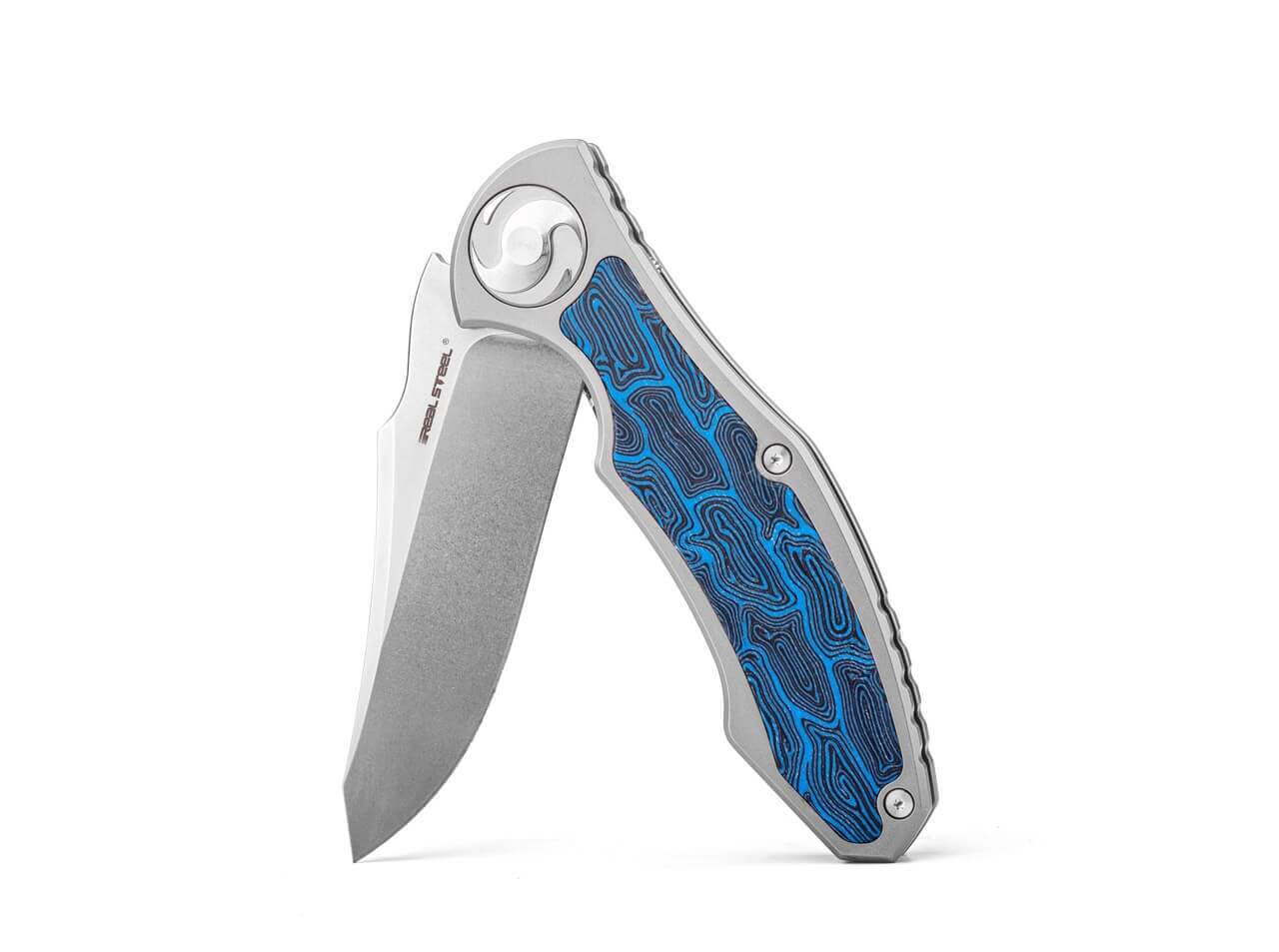 Exorcist S35VN Ti Blue Damascus G10 One Scale
