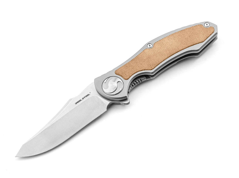 Real Steel Exorcist S35VN Ti Natural Micarta One Scale