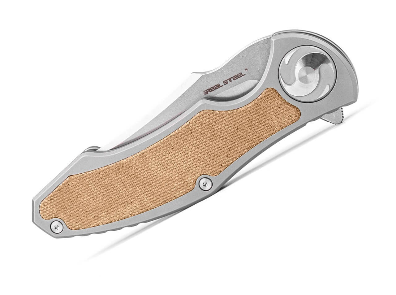 Real Steel Exorcist S35VN Ti Natural Micarta One Scale