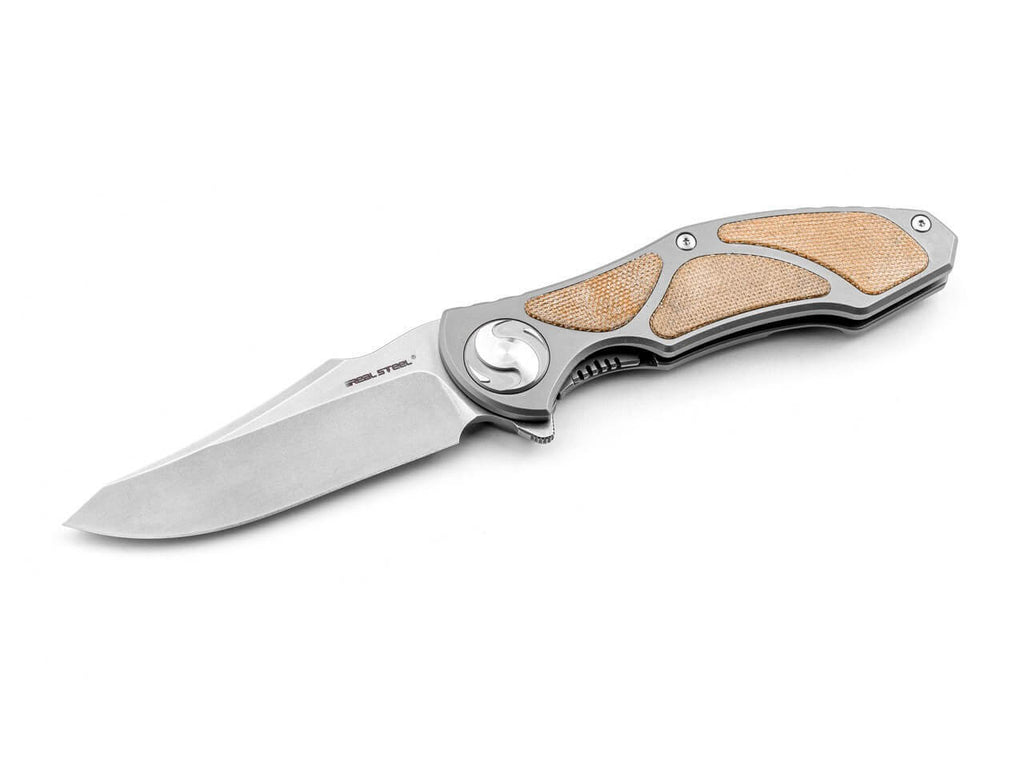 Exorcist S35VN Ti Natural Micarta Three Scales