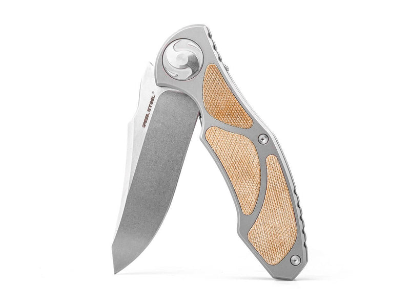 Real Steel Exorcist S35VN Ti Natural Micarta Three Scales