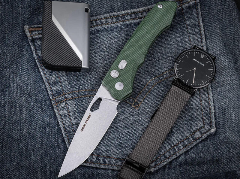 Real Steel Griffin Pro Micarta Green Stonewash