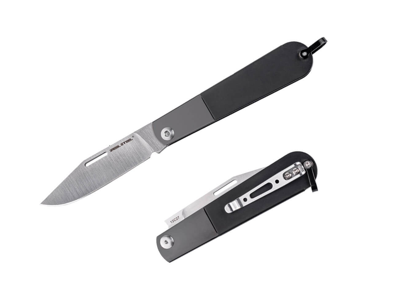 Real Steel Real Barlow RB-3 Clip Point 12C27 Black Steel