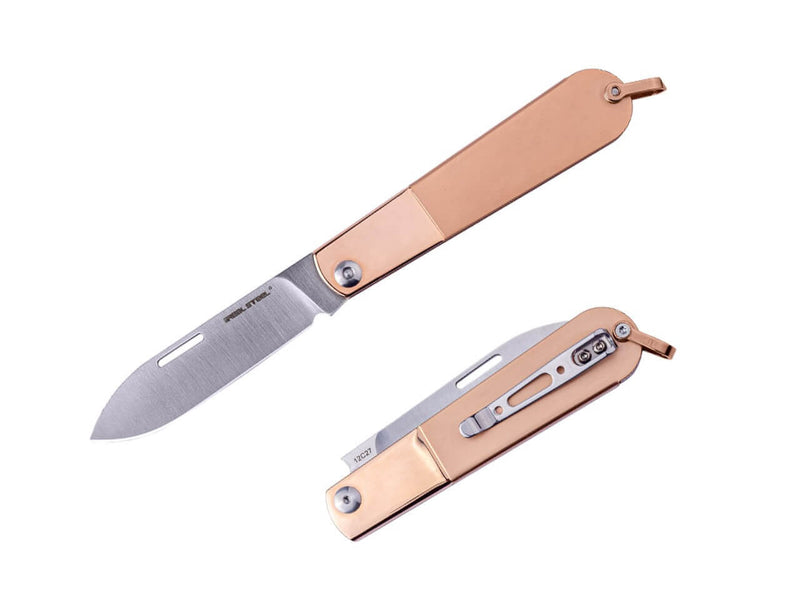 Real Steel Real Barlow RB-3 Drop Point 12C27 Rosegold Steel