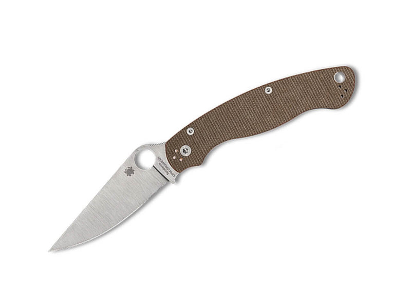 Spyderco Military 2 Brown Canvas Micarta CPM CRU-WEAR PlainEdge