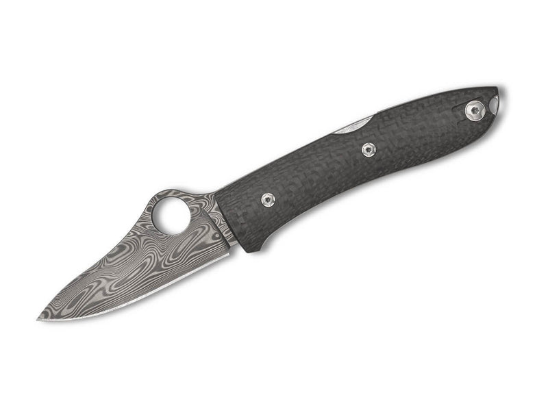 Spyderco SpyOpera Carbon Fiber Damasteel Sprint Run PlainEdge