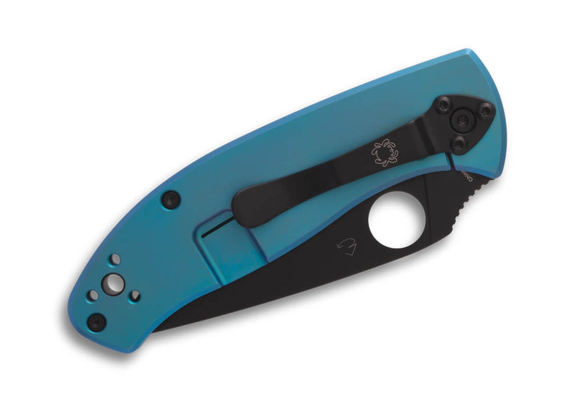 Spyderco Tenacious R.I.L. Blue Titanium Black Blade PlainEdge