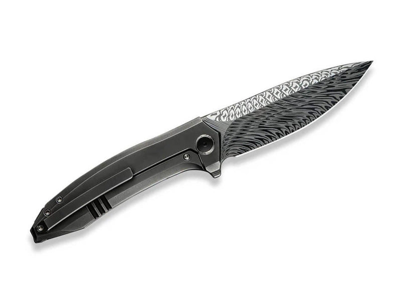 WE Knife Acuminal Damascus Titanium Black