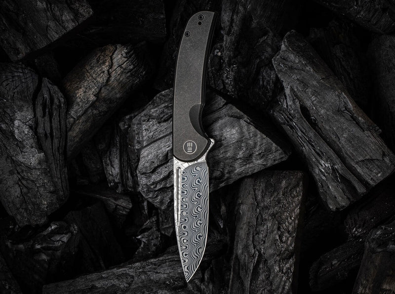 WE Knife Beacon Damascus Titanium Black