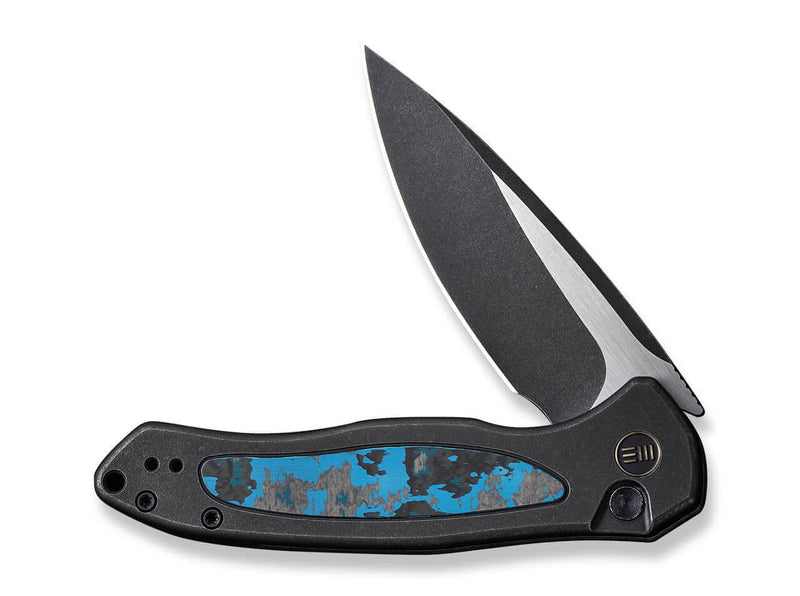 WE Knife Button Lock Kitefin Ltd Titanium CF Arctic Storm