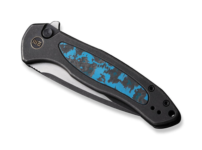 WE Knife Button Lock Kitefin Ltd Titanium CF Arctic Storm