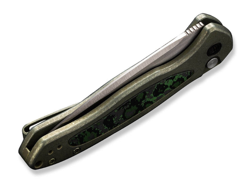 WE Knife Button Lock Kitefin Ltd Titanium CF Jungle Wear