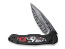 WE Knife Button Lock Kitefin Ltd Titanium CF Nebula Damascus