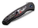 WE Knife Button Lock Kitefin Ltd Titanium CF Nebula Damascus