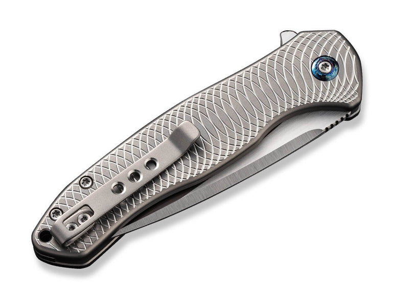 WE Knife Button Lock Kitefin Titanium Satin Grey