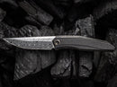 WE Knife Cybernetic Titanium Black Etching Pattern Damascus