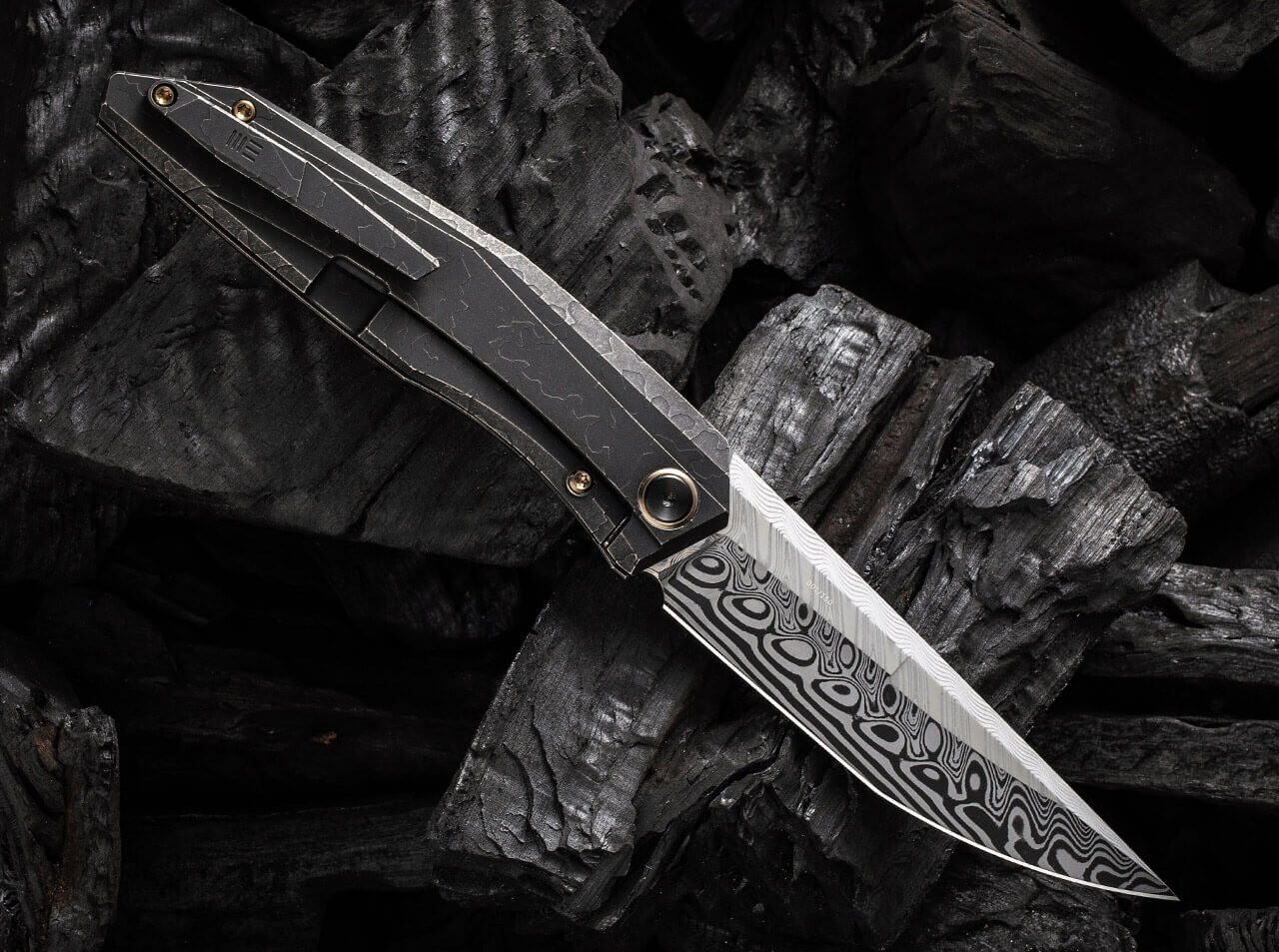 Cybernetic Titanium Black Etching Pattern Damascus
