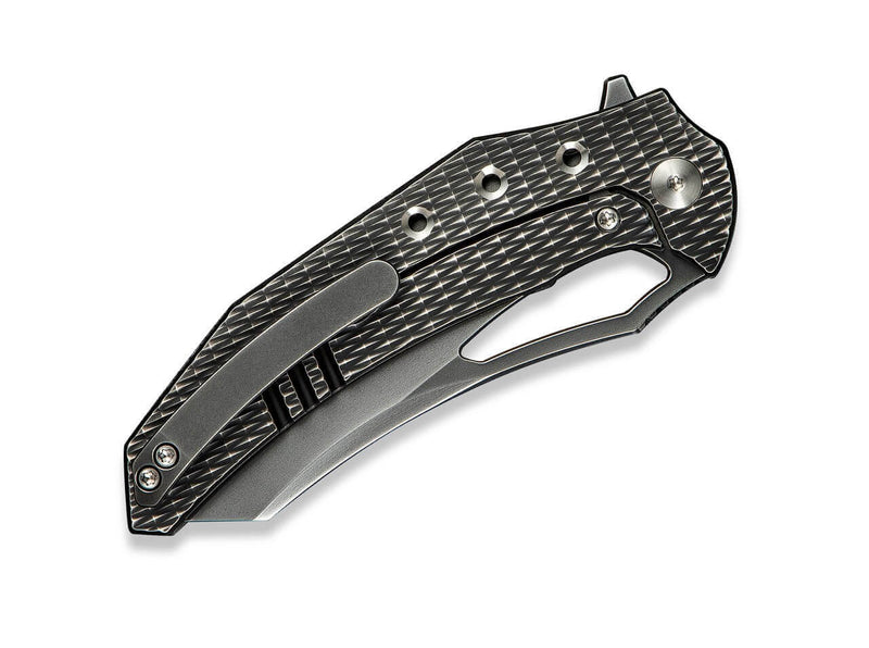 WE Knife Epaulette M390 Diamond Paterned Polished Gray