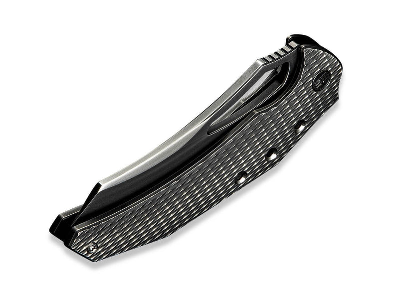 WE Knife Epaulette M390 Diamond Paterned Polished Gray