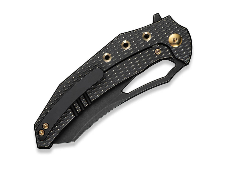 WE Knife Epaulette M390 Diamond Patterned Black Ti