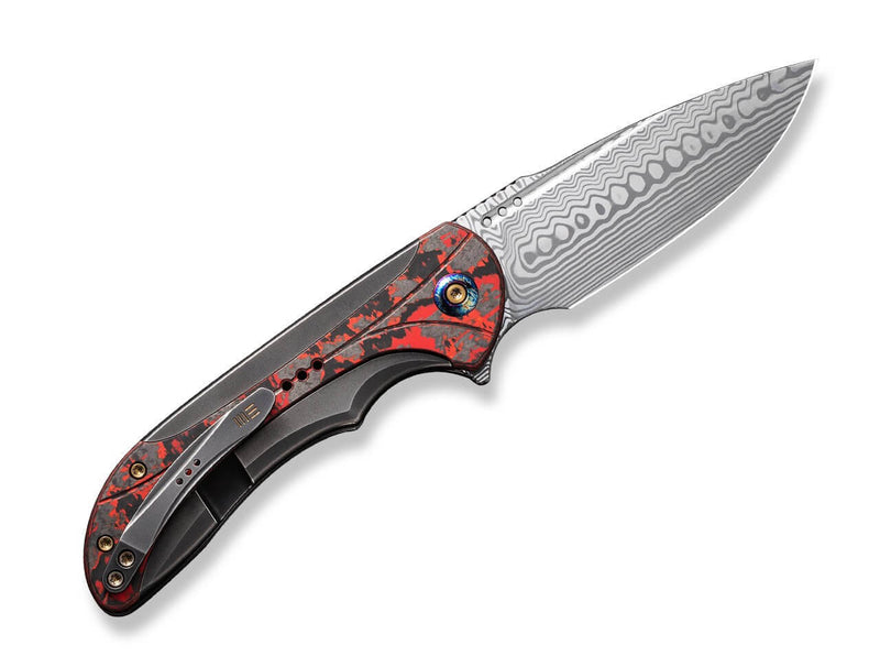 WE Knife Equivik Titanium Grey Lava Flow CF Damascus