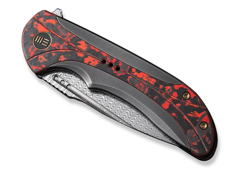 WE Knife Equivik Titanium Grey Lava Flow CF Damascus