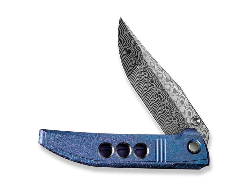 WE Knife Ezinta Damascus Titanium Crystalzied Blue & Purple