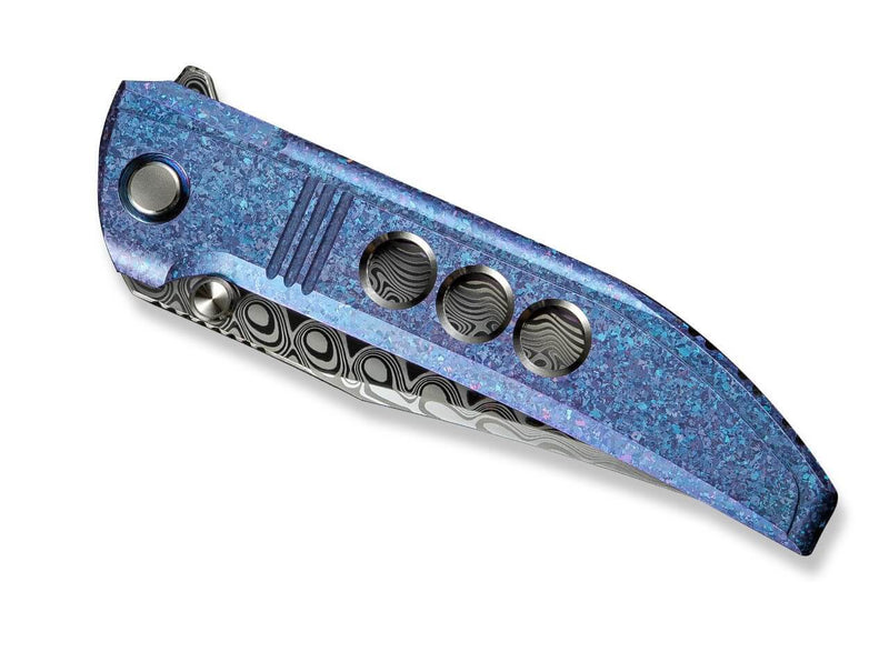 WE Knife Ezinta Damascus Titanium Crystalzied Blue & Purple