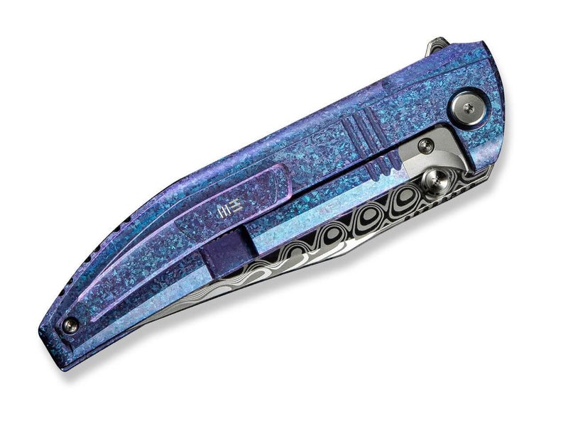 WE Knife Ezinta Damascus Titanium Crystalzied Blue & Purple