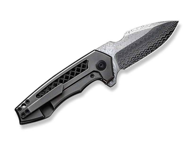 WE Knife Harpen Titanium Grey Damascus