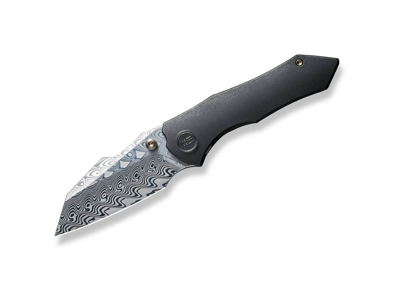 WE Knife High-Fin Titanium Black Hakkapella Damascus