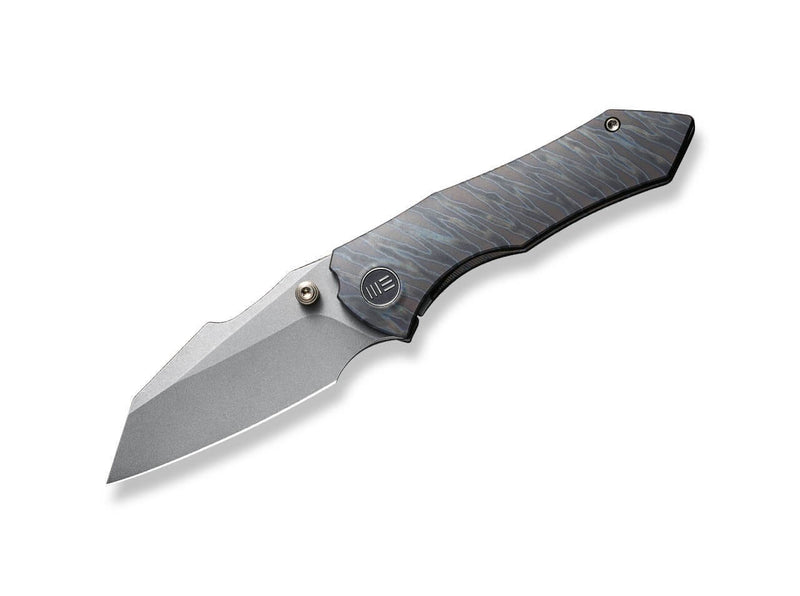 WE Knife High-Fin Titanium Grey Tiger Stripe