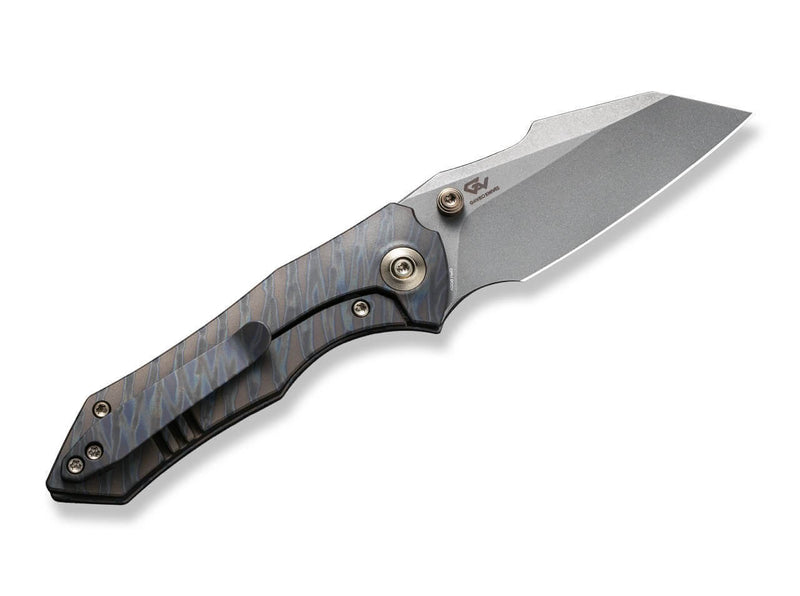 WE Knife High-Fin Titanium Grey Tiger Stripe