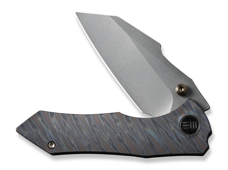 WE Knife High-Fin Titanium Grey Tiger Stripe