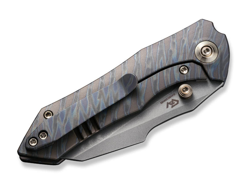WE Knife High-Fin Titanium Grey Tiger Stripe