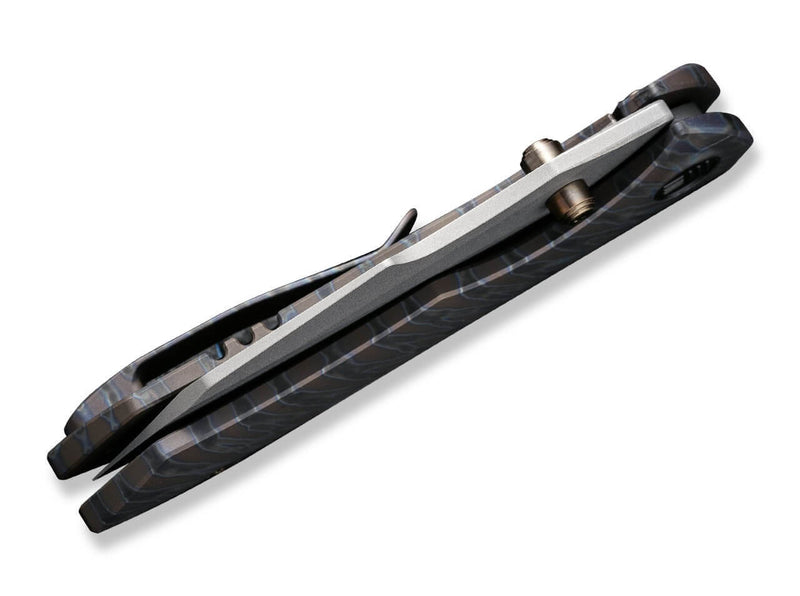 WE Knife High-Fin Titanium Grey Tiger Stripe