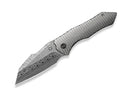 WE Knife High-Fin XL Damascus Titanium Crystalized Gray